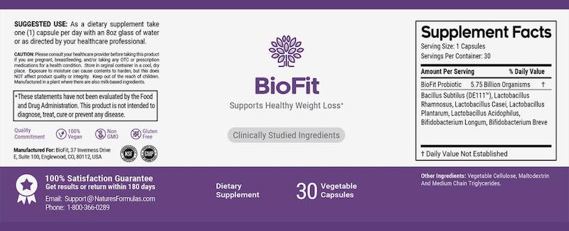 BioFit weight loss supplement Facts